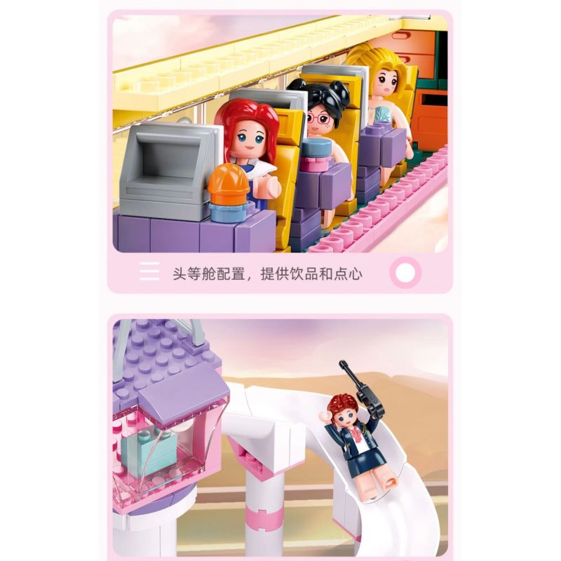 SLUBAN M38-B1166 B1166 1166 M38B1166 38-B1166 non  GIẤC MƠ HỒNG BẮT ĐẦU HÀNH TRÌNH KỲ NGHỈ TRÊN MÁY BAY bộ đồ chơi xếp lắp ráp ghép mô hình Girl HOLIDAY PLANE Con Gái 384 khối