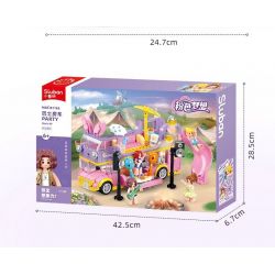 SLUBAN M38-B1165 B1165 1165 M38B1165 38-B1165 non  GIẤC MƠ HỒNG BỮA TIỆC CẮM TRẠI TRÊN XE BUÝT BUNNY bộ đồ chơi xếp lắp ráp ghép mô hình Girl BUS CONCERT Con Gái 412 khối