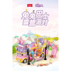 SLUBAN M38-B1165 B1165 1165 M38B1165 38-B1165 non  GIẤC MƠ HỒNG BỮA TIỆC CẮM TRẠI TRÊN XE BUÝT BUNNY bộ đồ chơi xếp lắp ráp ghép mô hình Girl BUS CONCERT Con Gái 412 khối