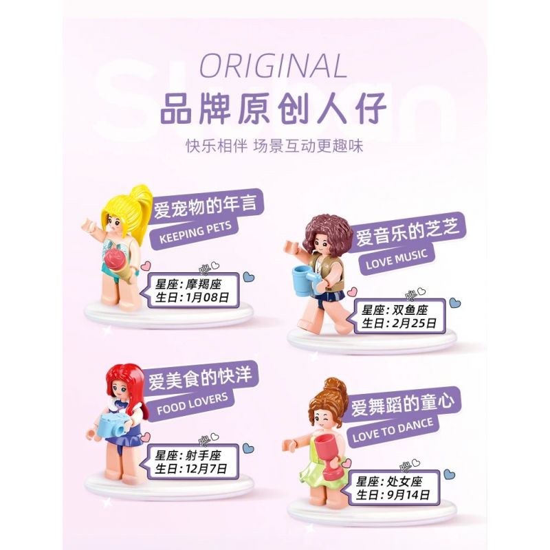 SLUBAN M38-B1165 B1165 1165 M38B1165 38-B1165 non  GIẤC MƠ HỒNG BỮA TIỆC CẮM TRẠI TRÊN XE BUÝT BUNNY bộ đồ chơi xếp lắp ráp ghép mô hình Girl BUS CONCERT Con Gái 412 khối