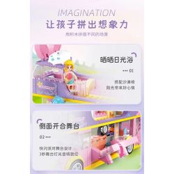 SLUBAN M38-B1165 B1165 1165 M38B1165 38-B1165 non  GIẤC MƠ HỒNG BỮA TIỆC CẮM TRẠI TRÊN XE BUÝT BUNNY bộ đồ chơi xếp lắp ráp ghép mô hình Girl BUS CONCERT Con Gái 412 khối