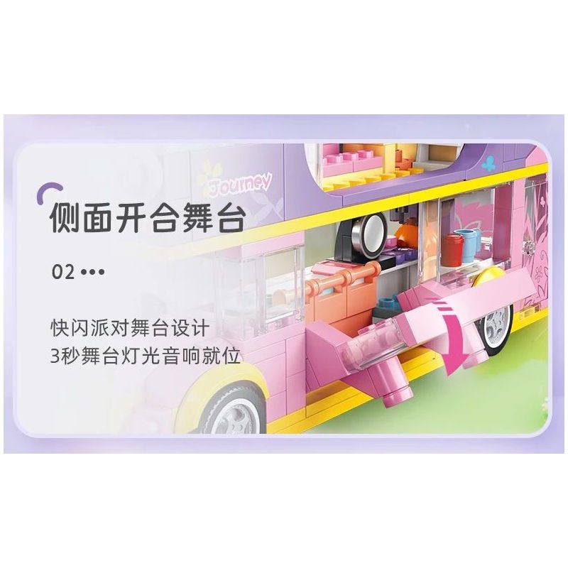 SLUBAN M38-B1165 B1165 1165 M38B1165 38-B1165 non  GIẤC MƠ HỒNG BỮA TIỆC CẮM TRẠI TRÊN XE BUÝT BUNNY bộ đồ chơi xếp lắp ráp ghép mô hình Girl BUS CONCERT Con Gái 412 khối