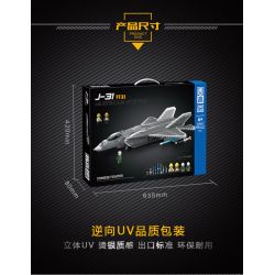 ZHEGAO QJ5072 5072 non  MÁY BAY CHIẾN ĐẤU J-31 bộ đồ chơi xếp lắp ráp ghép mô hình Military Army CHINESE FIGHTER Quân Sự Bộ Đội 1586 khối