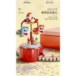 QIZHILE 93003 non  ĐÁNH TRỐNG MÚA LÂN THĂNG BẰNG bộ đồ chơi xếp lắp ráp ghép mô hình Chinese Traditional Festivals LION DANCE Lễ Hội Cổ Truyền