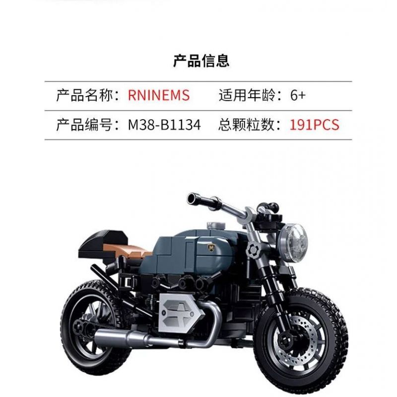 SLUBAN M38-B1134 B1134 1134 M38B1134 38-B1134 non  XE MÁY BMW RNINEMS tỷ lệ 1:12 bộ đồ chơi xếp lắp ráp ghép mô hình Racers BMW R NINET Đua Tốc Độ 191 khối