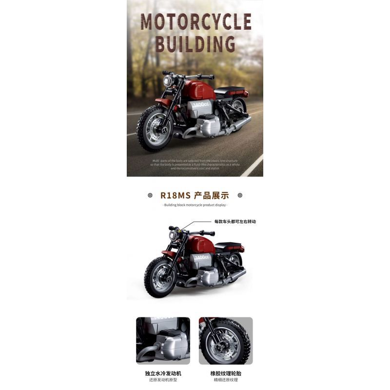 SLUBAN M38-B1131 B1131 1131 M38B1131 38-B1131 non  XE MÁY BMW R18MS tỷ lệ 1:12 bộ đồ chơi xếp lắp ráp ghép mô hình Racers Đua Tốc Độ 222 khối