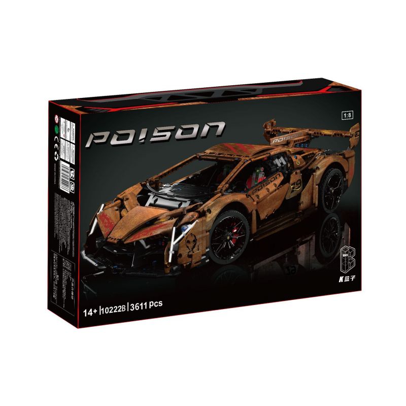 K BOX 10222 10222B 10522 ZAPE 10532 non  LAMBORGINI VENENO tỷ lệ 1:8 bộ đồ chơi xếp lắp ráp ghép mô hình LAMBORGHINI VENENO 3611 khối