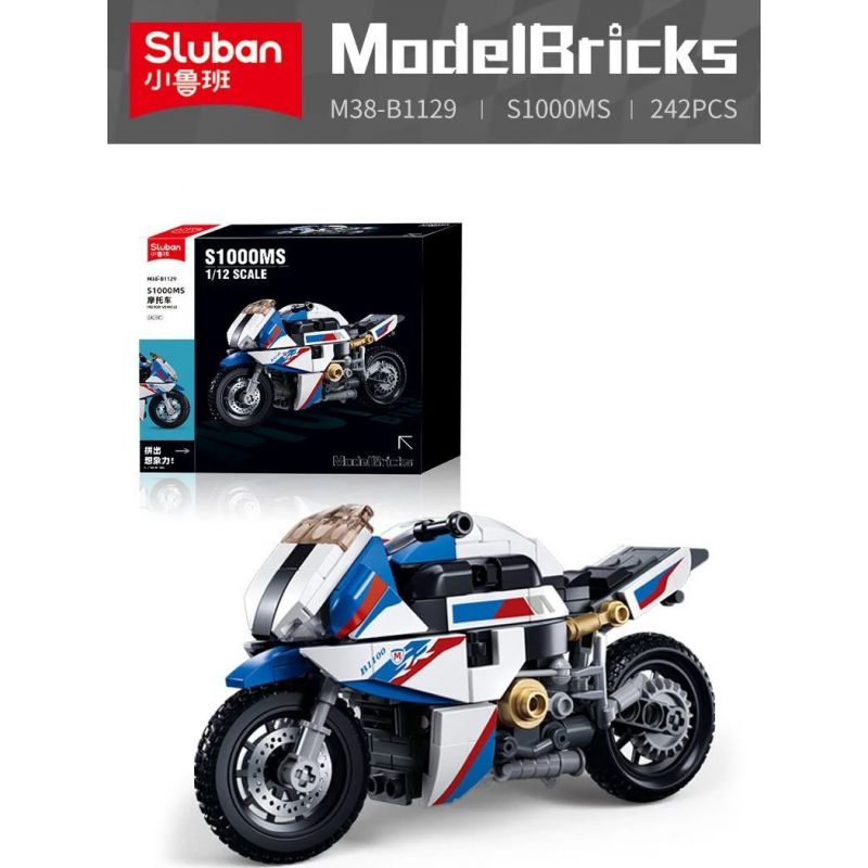 SLUBAN M38-B1129 B1129 1129 M38B1129 38-B1129 non  XE MÁY BMW S1000MS tỷ lệ 1:12 bộ đồ chơi xếp lắp ráp ghép mô hình Racers Đua Tốc Độ 242 khối