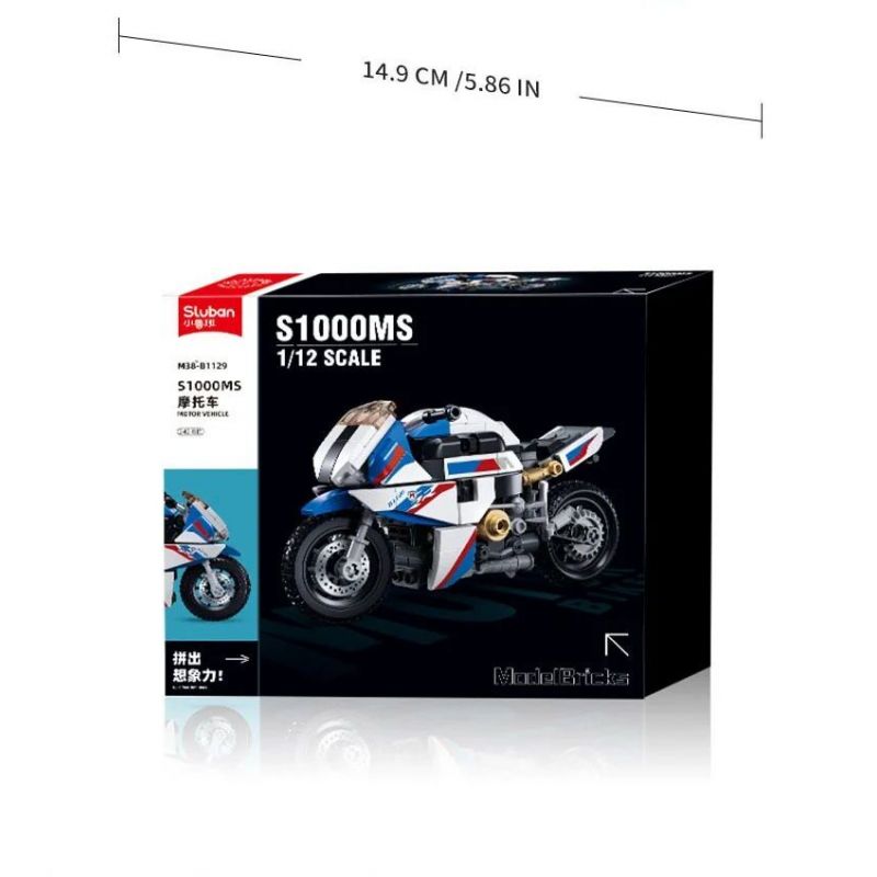 SLUBAN M38-B1129 B1129 1129 M38B1129 38-B1129 non  XE MÁY BMW S1000MS tỷ lệ 1:12 bộ đồ chơi xếp lắp ráp ghép mô hình Racers Đua Tốc Độ 242 khối