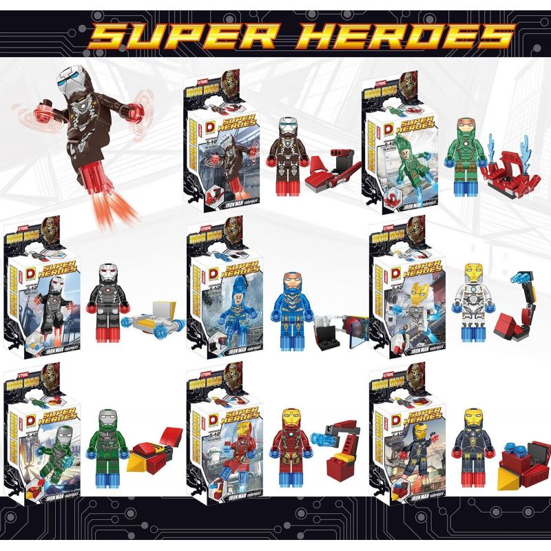 DUO LE PIN DLP9023 9023 non Lego NGƯỜI ĐÀN ÔNG SẮT HÀNG TRĂM CỦA 8 bộ đồ chơi xếp lắp ráp ghép mô hình Marvel Super Heroes Siêu Anh Hùng Marvel