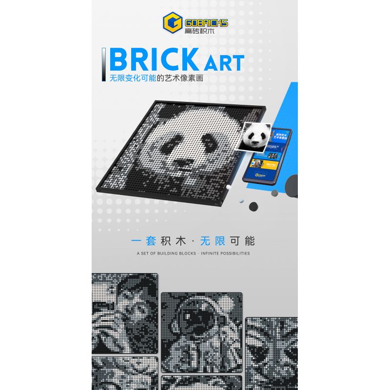 GOBRICKS GP01 non  NGHỆ THUẬT PIXEL VỚI KHẢ NĂNG VÔ HẠN bộ đồ chơi xếp lắp ráp ghép mô hình Art BRICK ART 2912 khối