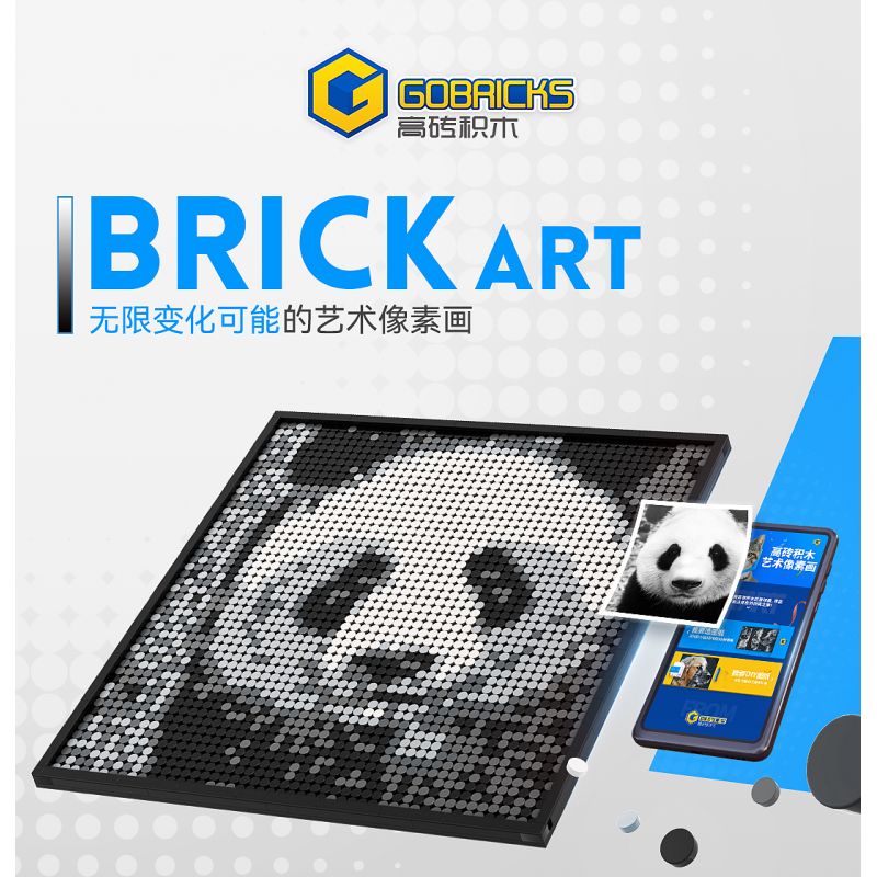 GOBRICKS GP01 non  NGHỆ THUẬT PIXEL VỚI KHẢ NĂNG VÔ HẠN bộ đồ chơi xếp lắp ráp ghép mô hình Art BRICK ART 2912 khối