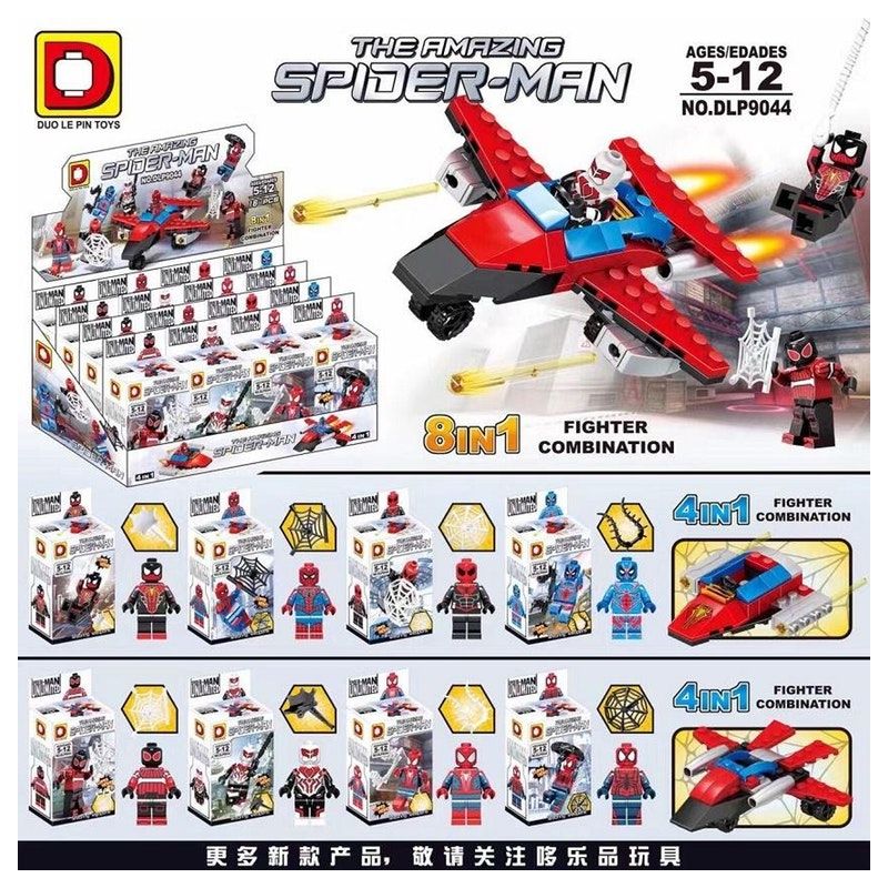 DUO LE PIN DLP9044 9044 non Lego NGƯỜI NHỆN 8 bộ đồ chơi xếp lắp ráp ghép mô hình Marvel Super Heroes Siêu Anh Hùng Marvel