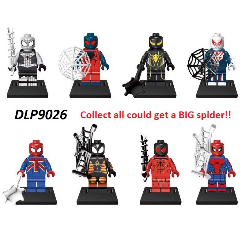 DUO LE PIN DLP9026 9026 non Lego NGƯỜI NHỆN 8 bộ đồ chơi xếp lắp ráp ghép mô hình Marvel Super Heroes Siêu Anh Hùng Marvel