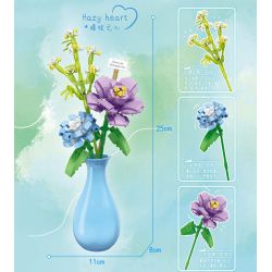 ZHEGAO 622007 non  TRÁI TIM MƠ HỒ bộ đồ chơi xếp lắp ráp ghép mô hình Flowers BOUGHT Hoa 257 khối