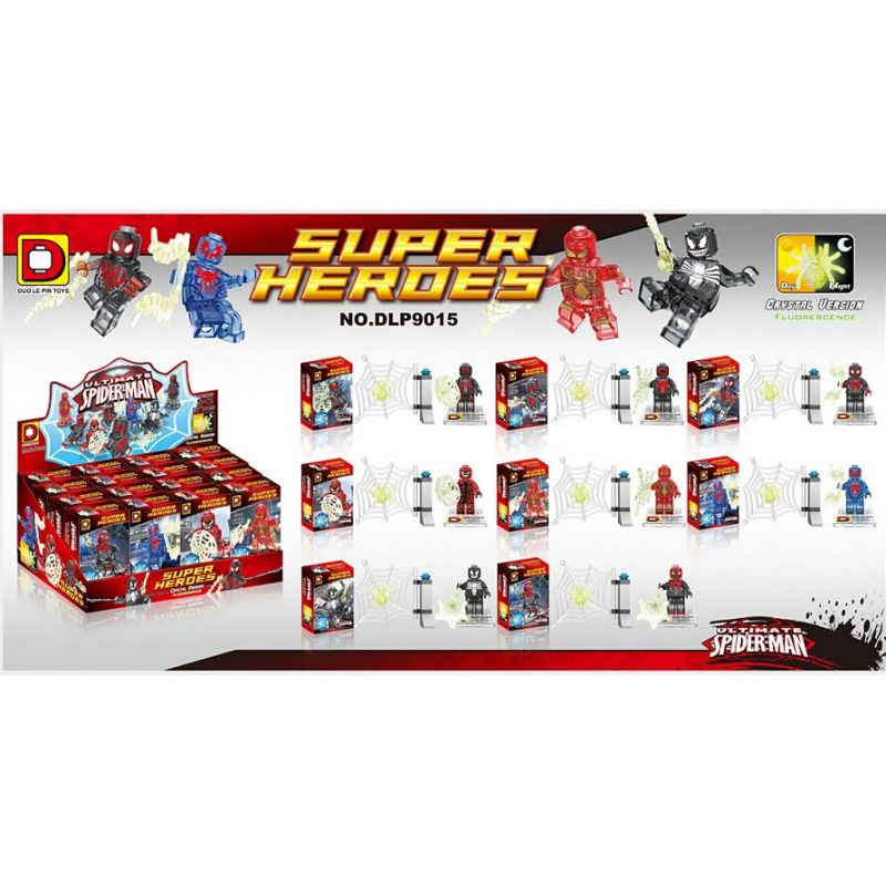 DUO LE PIN DLP9015 9015 non Lego NGƯỜI NHỆN 8 bộ đồ chơi xếp lắp ráp ghép mô hình Marvel Super Heroes Siêu Anh Hùng Marvel