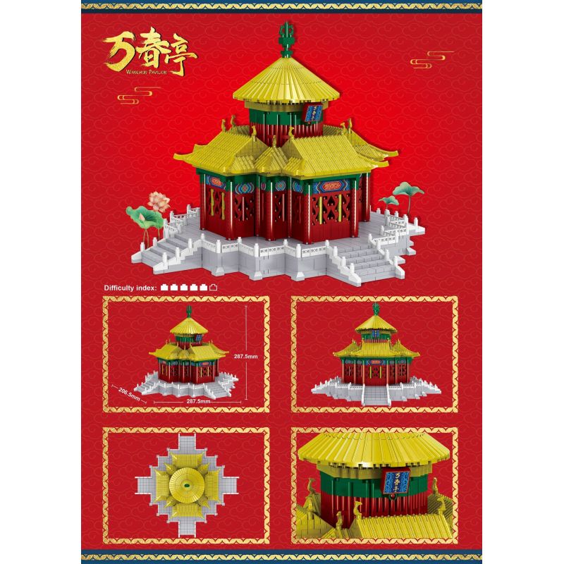 FUN IMAGINATION LZ8252 8252 non  VẠN XUÂN ĐÌNH bộ đồ chơi xếp lắp ráp ghép mô hình Buildings WANCHUN PAVILION 4041 khối