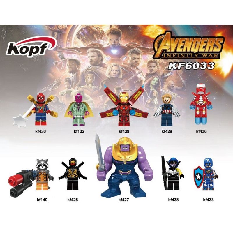 KOPF KF430 KF132 KF439 KF429 KF436 KF140 KF428 KF427 KF438 KF433 KF6033 6033 non Lego AVENGERS CHIẾN TRANH KHÔNG GIỚI HẠN bộ đồ chơi xếp lắp ráp ghép mô hình The Avengers AVENGERS INFINITY WAR