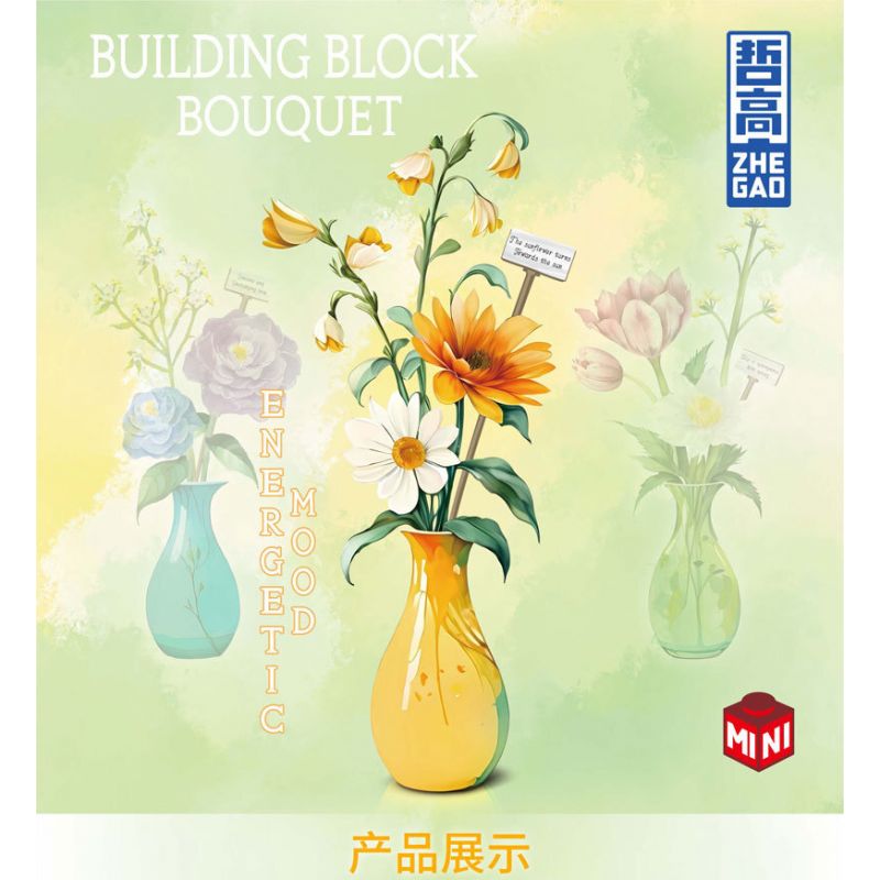 ZHEGAO 622005 non  TÂM TRẠNG TRÀN ĐẦY NĂNG LƯỢNG bộ đồ chơi xếp lắp ráp ghép mô hình Flowers BOUGHT Hoa 243 khối