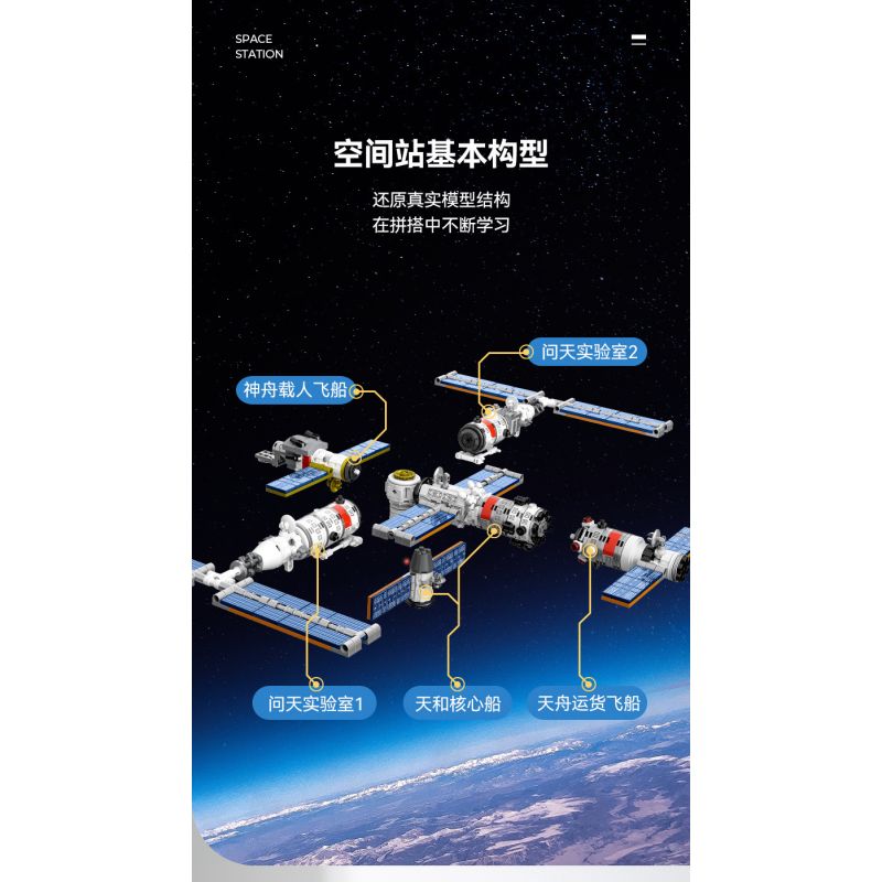 CAYI 3028 non  TRẠM VŨ TRỤ THIÊN CUNG bộ đồ chơi xếp lắp ráp ghép mô hình Space SPACE STATION Thám Hiểm Không Gian 1022 khối