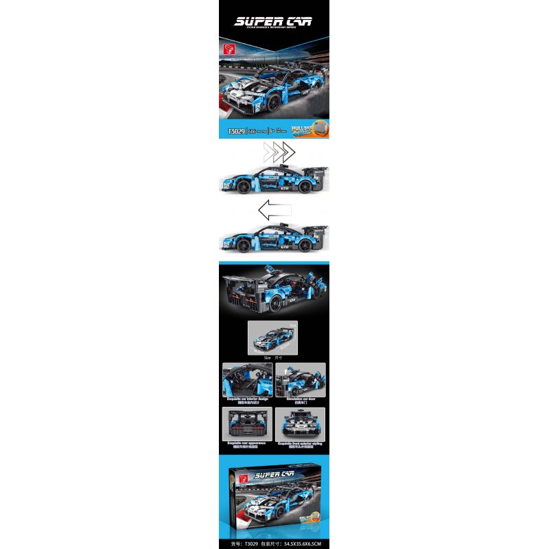 TA GAOLE T3029 3029 non  MCLAREN SENNA GTR LÙI XE bộ đồ chơi xếp lắp ráp ghép mô hình  Kỹ Thuật Công Nghệ Cao Mô Hình Phương Tiện 606 khối