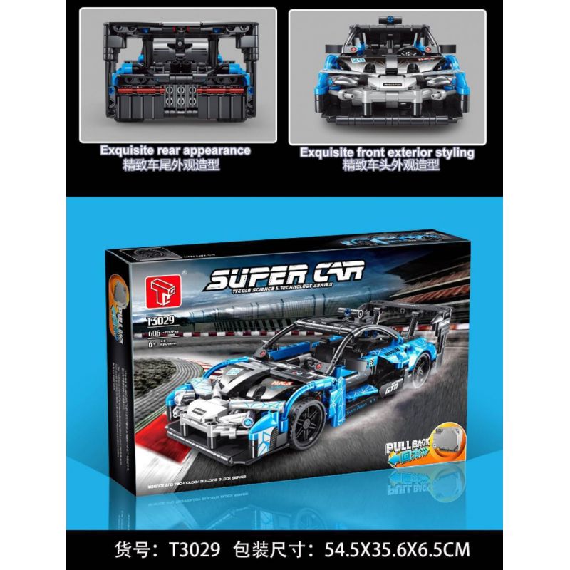 TA GAOLE T3029 3029 non  MCLAREN SENNA GTR LÙI XE bộ đồ chơi xếp lắp ráp ghép mô hình  Kỹ Thuật Công Nghệ Cao Mô Hình Phương Tiện 606 khối