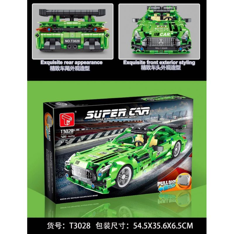 TA GAOLE T3028 3028 non  XE LÙI MERCEDES BENZ AMG GT bộ đồ chơi xếp lắp ráp ghép mô hình  MERCEDES AMG GT Kỹ Thuật Công Nghệ Cao Mô Hình Phương Tiện 589 khối