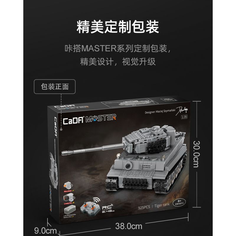 DOUBLEE CADA C61071 61071 non  TIGER TANK 1:35. tỷ lệ 1:35 bộ đồ chơi xếp lắp ráp ghép mô hình Military Army SD.KFZ. 181 TIGER TANK Quân Sự Bộ Đội 925 khối