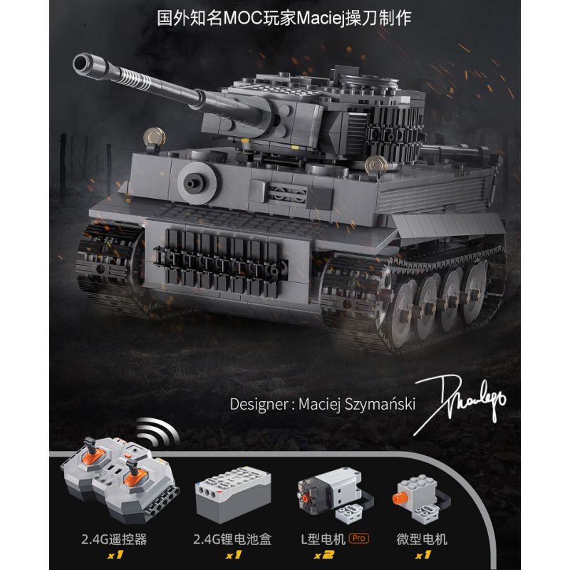 DOUBLEE CADA C61071 61071 non  TIGER TANK 1:35. tỷ lệ 1:35 bộ đồ chơi xếp lắp ráp ghép mô hình Military Army SD.KFZ. 181 TIGER TANK Quân Sự Bộ Đội 925 khối