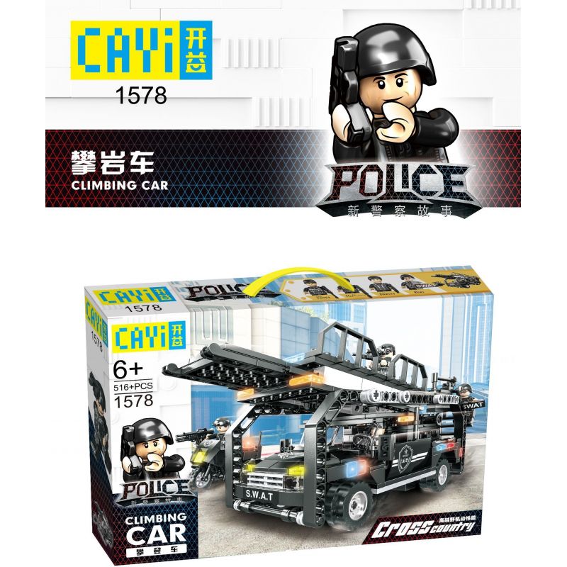 CAYI 1578 non  XE ĐẠP LEO NÚI bộ đồ chơi xếp lắp ráp ghép mô hình Swat Special Force CLIMBING CAR Đặc Nhiệm 516 khối