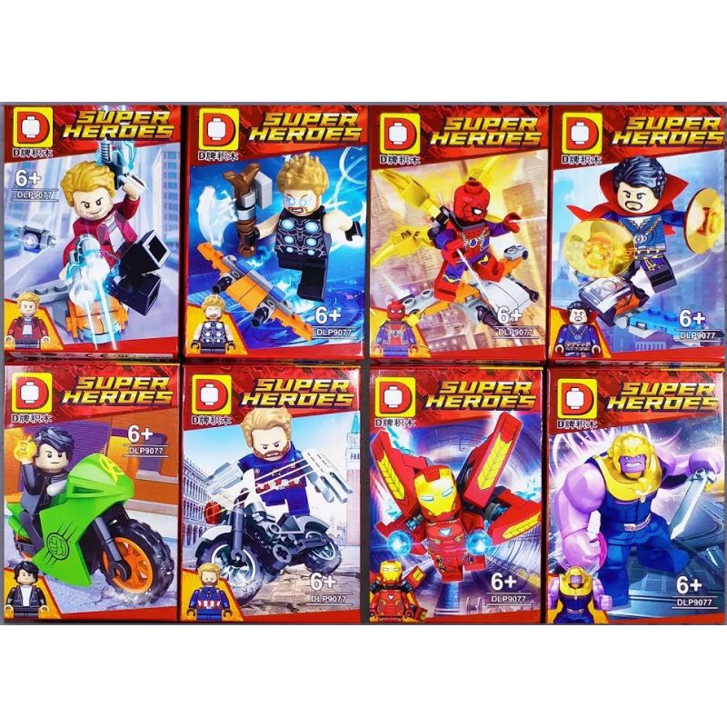 DUO LE PIN DLP9077 9077 non Lego NHỮNG NGƯỜI BÁO THÙ bộ đồ chơi xếp lắp ráp ghép mô hình Marvel Super Heroes Siêu Anh Hùng Marvel