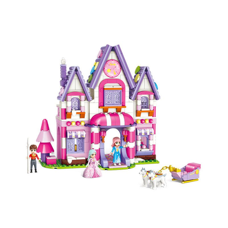 GUDI 30003 non Lego NGÔI NHÀ KẸO NGỌT NGÀO bộ đồ chơi xếp lắp ráp ghép mô hình PRINCESS CANDY SWEETHEART HOUSE 449 khối