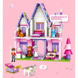 GUDI 30003 non  NGÔI NHÀ KẸO NGỌT NGÀO bộ đồ chơi xếp lắp ráp ghép mô hình PRINCESS CANDY SWEETHEART HOUSE 449 khối
