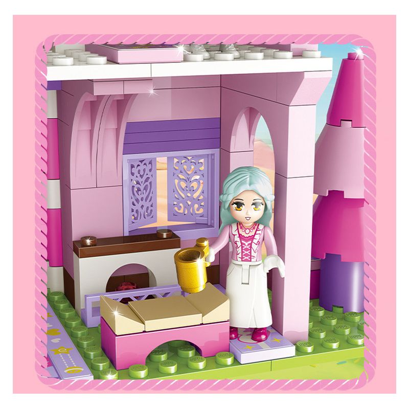 GUDI 30003 non  NGÔI NHÀ KẸO NGỌT NGÀO bộ đồ chơi xếp lắp ráp ghép mô hình PRINCESS CANDY SWEETHEART HOUSE 449 khối