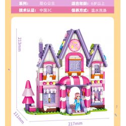 GUDI 30003 non  NGÔI NHÀ KẸO NGỌT NGÀO bộ đồ chơi xếp lắp ráp ghép mô hình PRINCESS CANDY SWEETHEART HOUSE 449 khối