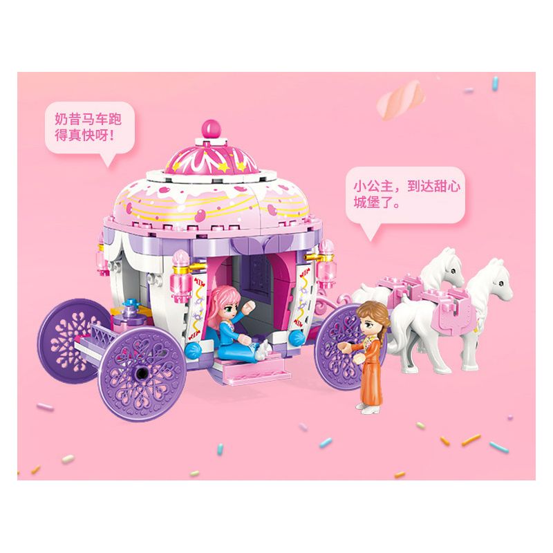 GUDI 30002 non  XE SỮA LẮC HOÀNG GIA bộ đồ chơi xếp lắp ráp ghép mô hình PRINCESS CANDY ROYAL MILKSHAKE CARRIAGE 326 khối