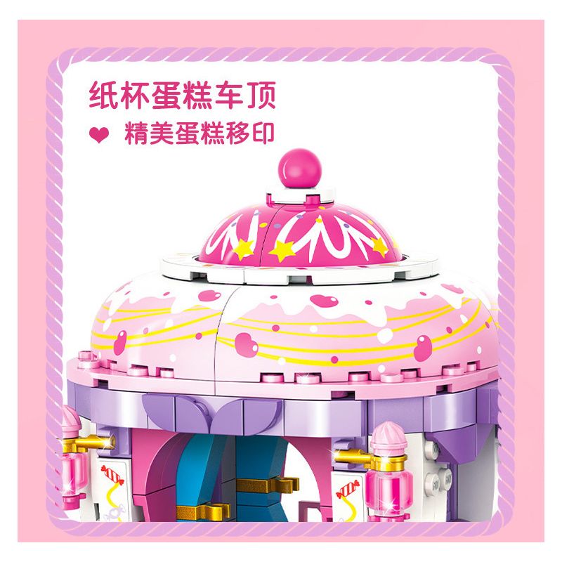 GUDI 30002 non  XE SỮA LẮC HOÀNG GIA bộ đồ chơi xếp lắp ráp ghép mô hình PRINCESS CANDY ROYAL MILKSHAKE CARRIAGE 326 khối