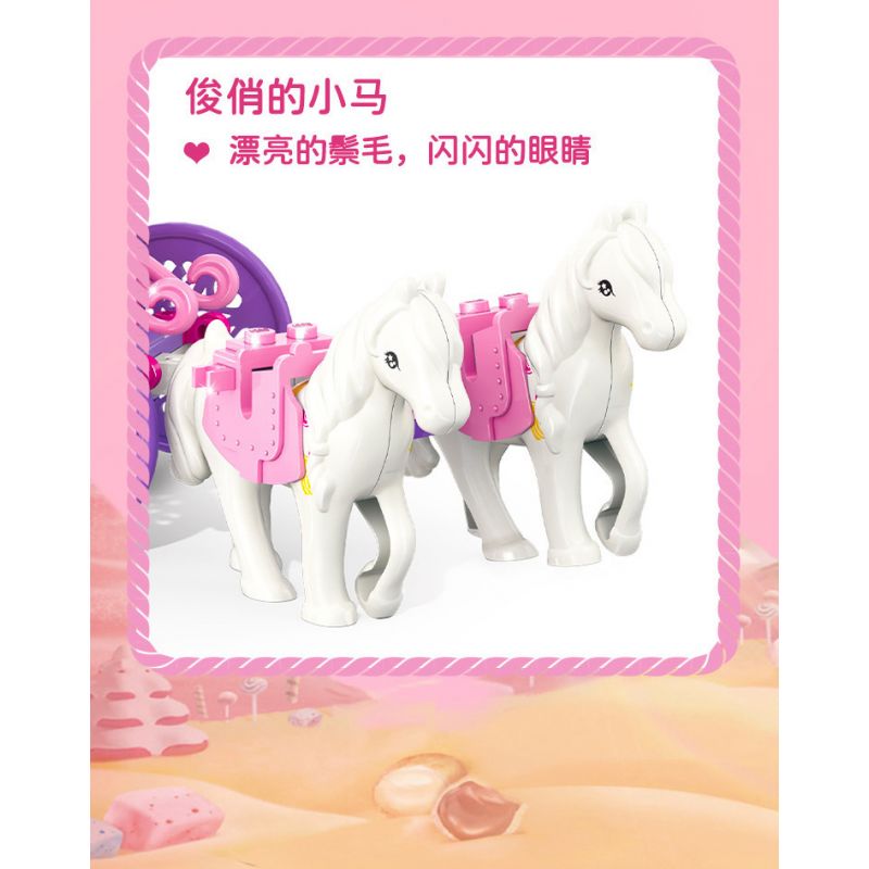 GUDI 30002 non  XE SỮA LẮC HOÀNG GIA bộ đồ chơi xếp lắp ráp ghép mô hình PRINCESS CANDY ROYAL MILKSHAKE CARRIAGE 326 khối