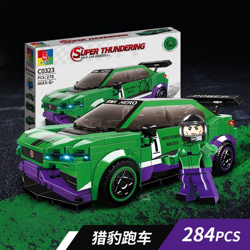 WOMA C0323 0323 non Lego XE THỂ THAO JAGUAR I-PACE-CHEETAH HULK bộ đồ chơi xếp lắp ráp ghép mô hình Racers SUPER THUNDERING Đua Tốc Độ 284 khối