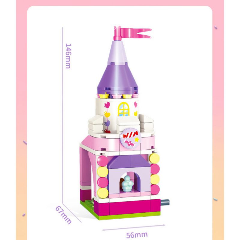 GUDI 30001A 30001B 30001C 30001D non  HỘP TRƯNG BÀY LÂU ĐÀI CÔNG CHÚA ĐƯỜNG bộ đồ chơi xếp lắp ráp ghép mô hình PRINCESS CANDY 450 khối