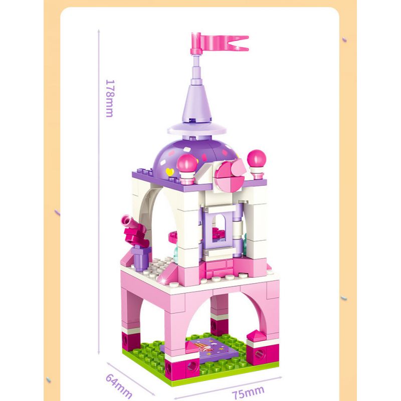 GUDI 30001A 30001B 30001C 30001D non  HỘP TRƯNG BÀY LÂU ĐÀI CÔNG CHÚA ĐƯỜNG bộ đồ chơi xếp lắp ráp ghép mô hình PRINCESS CANDY 450 khối