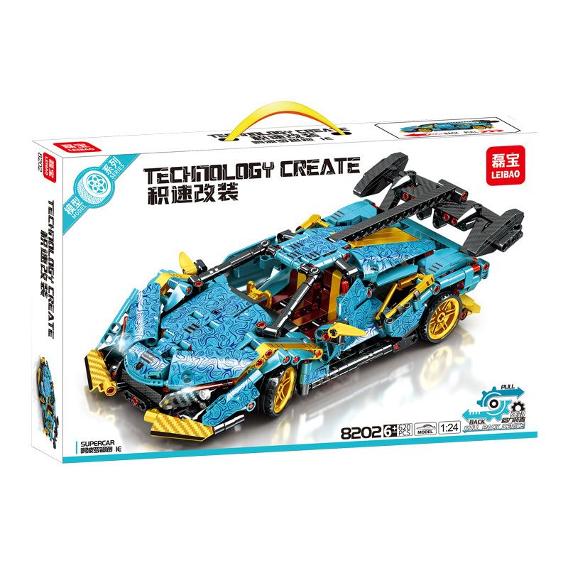 LEIBAO 8202 non  SỬA ĐỔI JISU SIÊU XE ABOLO IE tỷ lệ 1:24 bộ đồ chơi xếp lắp ráp ghép mô hình  TECHNOLOGY CREATE Kỹ Thuật Công Nghệ Cao Mô Hình Phương Tiện 620 khối