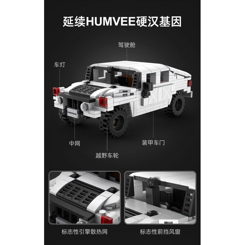 DOUBLEE CADA C55022 55022 non  XE HUMMER OFF-ROAD 1:24 tỷ lệ 1:24 bộ đồ chơi xếp lắp ráp ghép mô hình Racers HUMVEE Đua Tốc Độ 328 khối