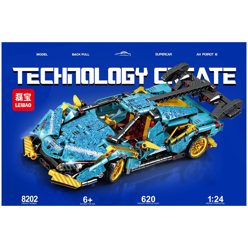 LEIBAO 8202 non  SỬA ĐỔI JISU SIÊU XE ABOLO IE tỷ lệ 1:24 bộ đồ chơi xếp lắp ráp ghép mô hình  TECHNOLOGY CREATE Kỹ Thuật Công Nghệ Cao Mô Hình Phương Tiện 620 khối