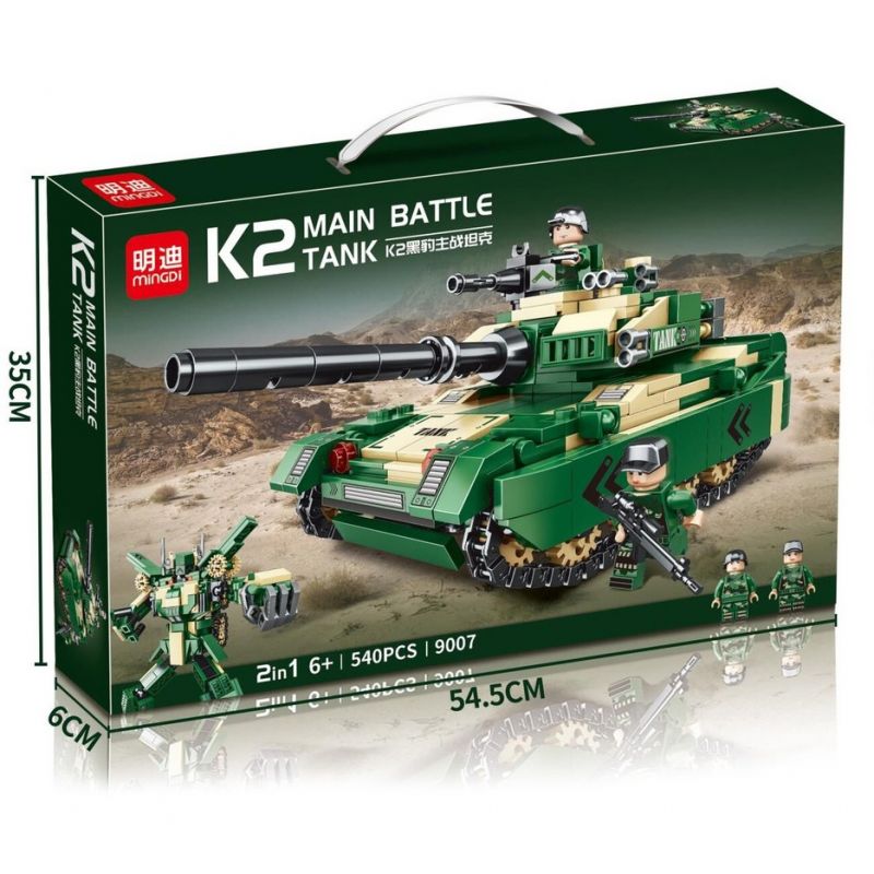 MINGDI 9007 non Lego XE TĂNG CHIẾN ĐẤU CHỦ LỰC K2 PANTHER bộ đồ chơi xếp lắp ráp ghép mô hình Military Army K2 MAIN BATTLE TANK Quân Sự Bộ Đội 540 khối