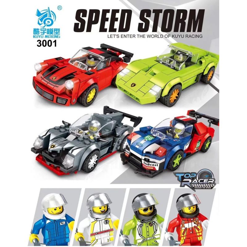 KUYU MOXING 3001 non  TỐC ĐỘ BÃO 6 MÔ HÌNH bộ đồ chơi xếp lắp ráp ghép mô hình Speed Champions Racing Cars Đua Xe Công Thức 697 khối