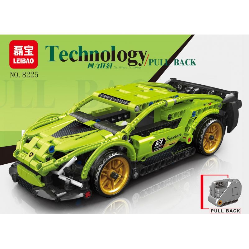 LEIBAO 8225 non  CÔNG NGHỆ XE ĐẠP KÉO LÙI ĐUA MÀU XANH LÁ CÂY tỷ lệ 1:22 bộ đồ chơi xếp lắp ráp ghép mô hình  Kỹ Thuật Công Nghệ Cao Mô Hình Phương Tiện 342 khối