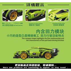 LEIBAO 8225 non  CÔNG NGHỆ XE ĐẠP KÉO LÙI ĐUA MÀU XANH LÁ CÂY tỷ lệ 1:22 bộ đồ chơi xếp lắp ráp ghép mô hình  Kỹ Thuật Công Nghệ Cao Mô Hình Phương Tiện 342 khối