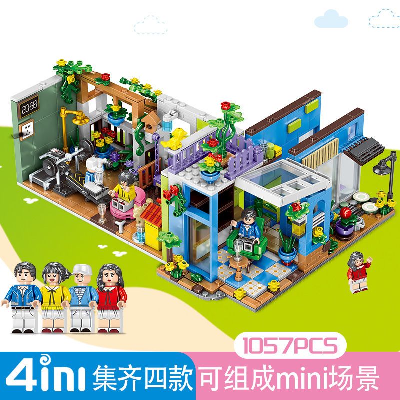 MINGDI LEIBAO K0355 0355 non  CABIN DIY 4 KẾT HỢP bộ đồ chơi xếp lắp ráp ghép mô hình Creator DIY HOUSE Sáng Tạo 1057 khối