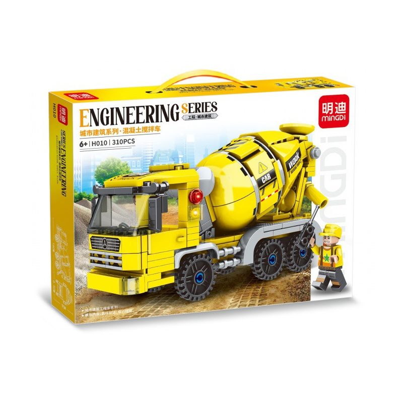 MINGDI LEIBAO H010 non Lego XÂY DỰNG ĐÔ THỊ XE TRỘN BÊ TÔNG bộ đồ chơi xếp lắp ráp ghép mô hình City ENGINEERING Thành Phố 310 khối